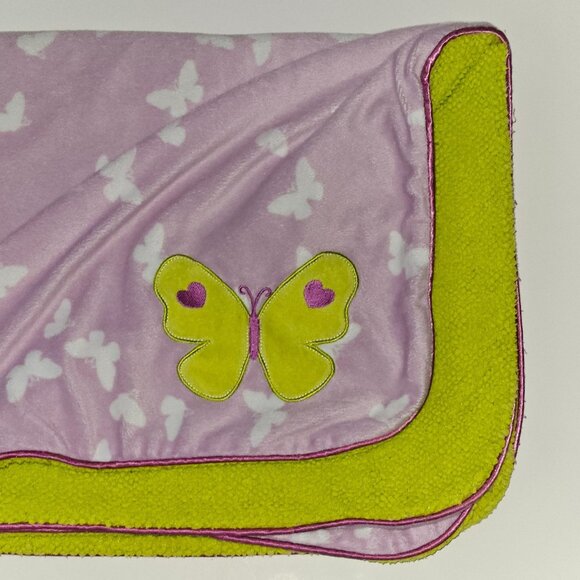 Carter's Just One You Butterflies Fleece Baby Blanket Purple White Green READ - Picture 1 of 7